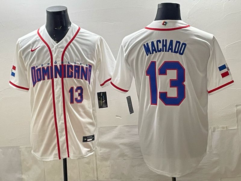 Men 2026 World Cub #13 Machado White Game Nike MLB Jersey style 005